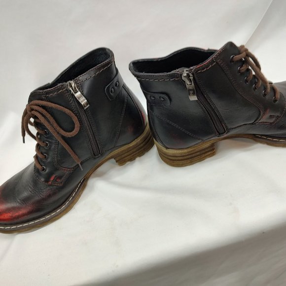 V Italia Red/Black Metallic combat boots 37 (6 us) - Picture 3 of 7